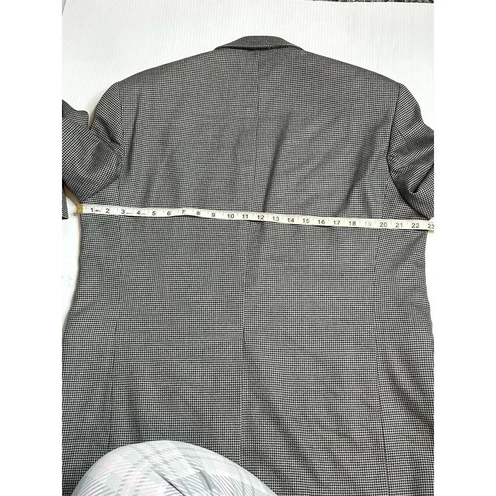 Alan Flusser Mens 42 S Blazer‎ Gray Houndstooth Silk/ Wool Blend Sport Coat